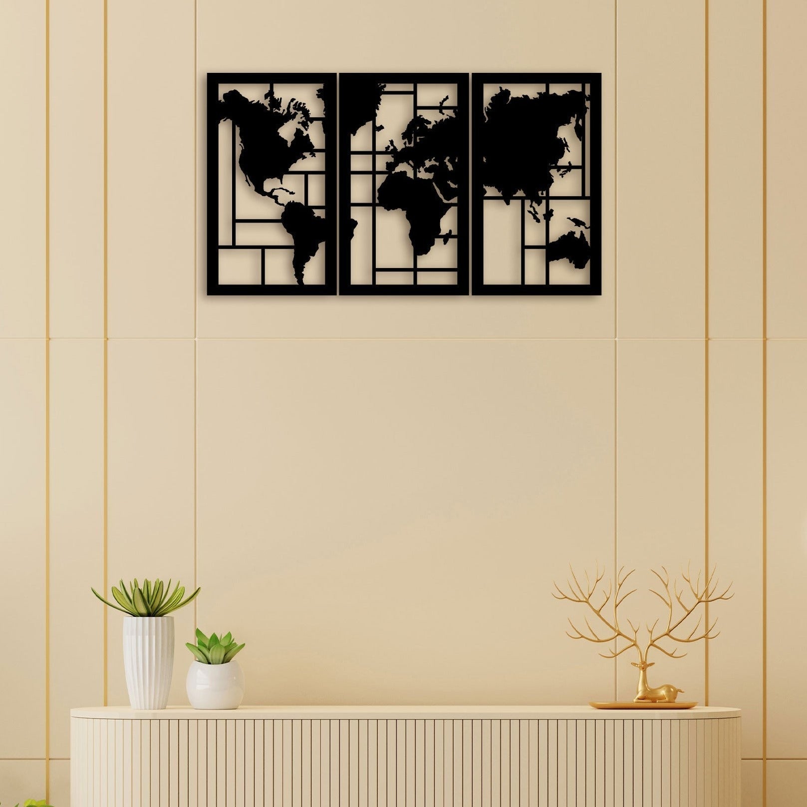 3 Pieces Map Wall Art