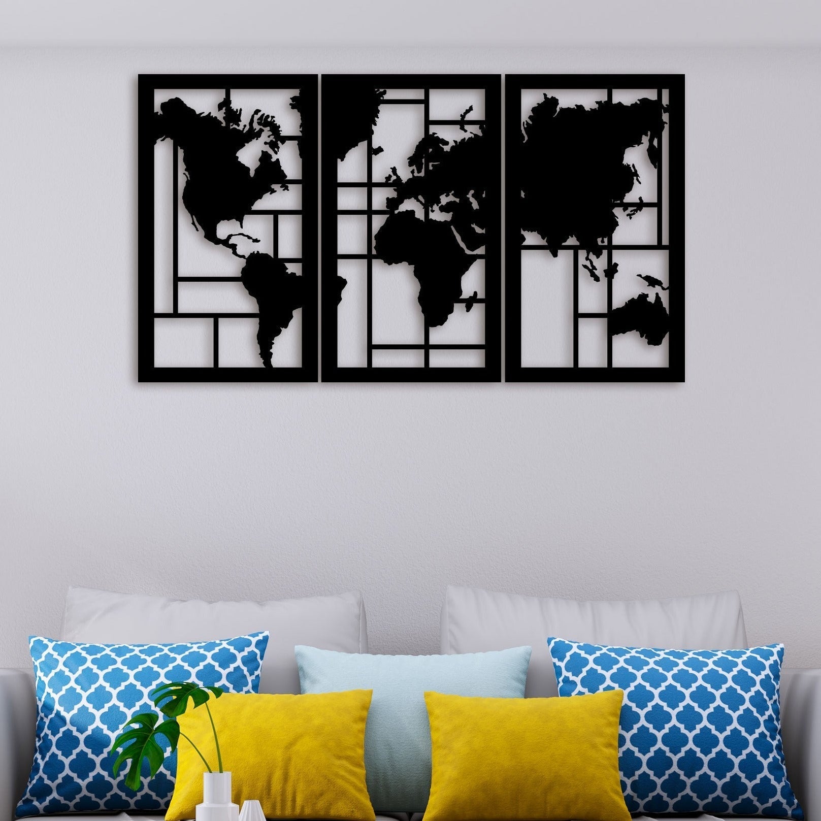 3 Pieces Map Wall Art