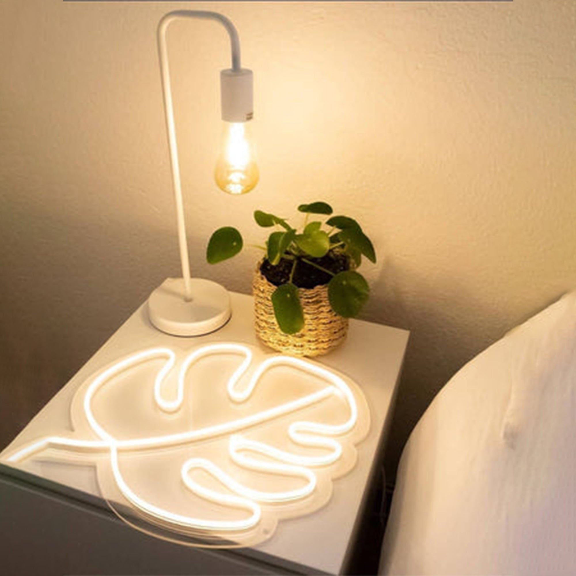 Warm White Leaf Neon Sign