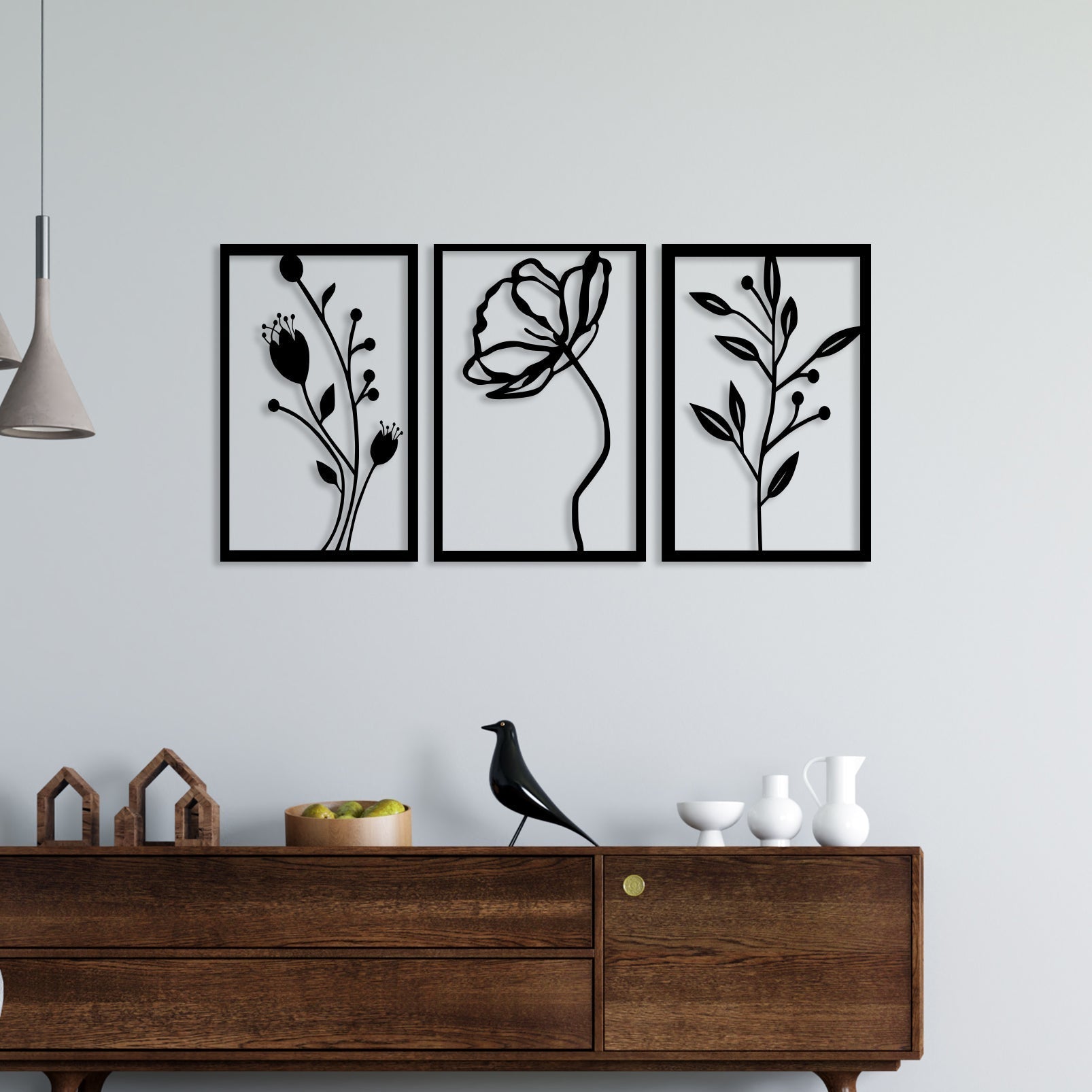 3 Piece Flower Set Wall Art