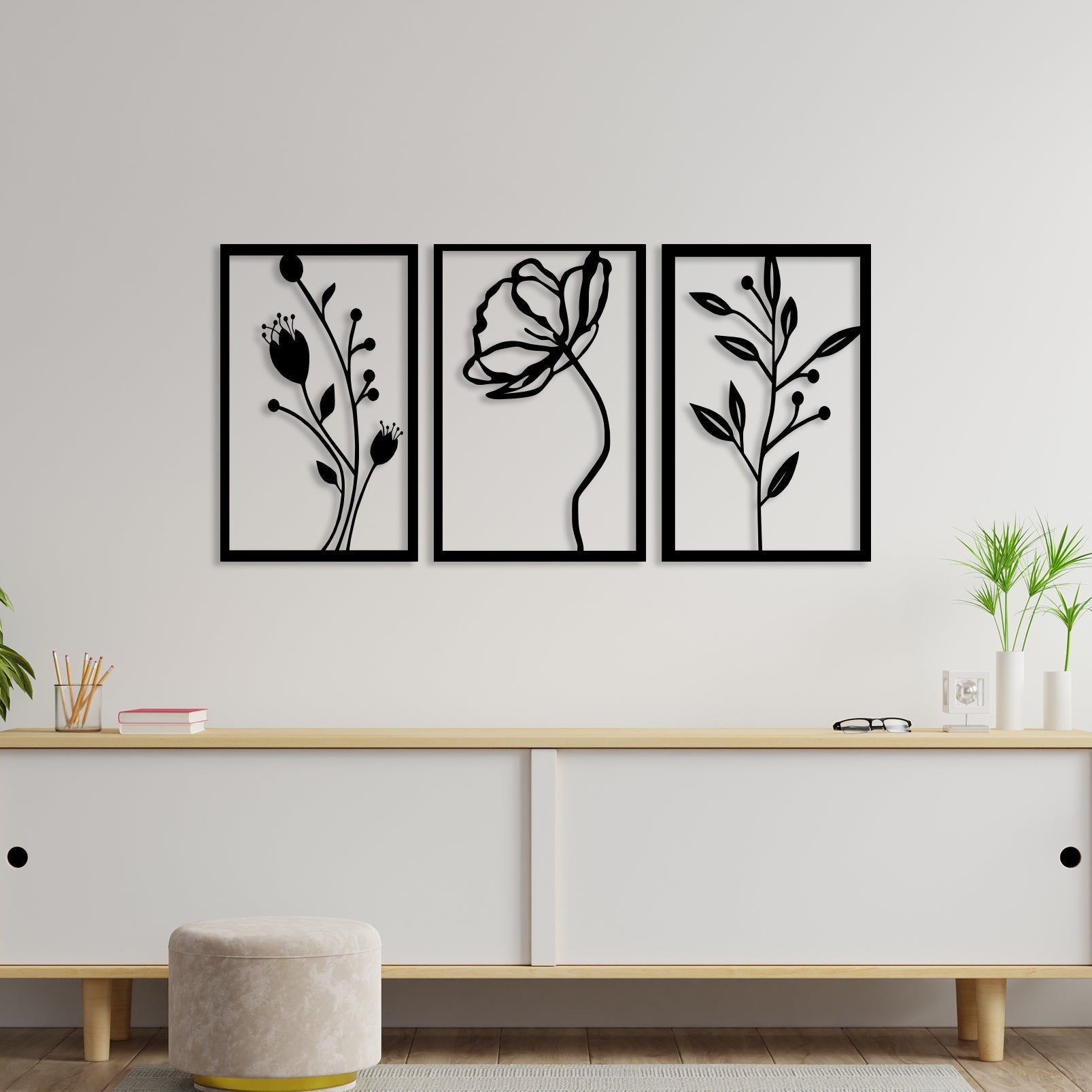 3 Piece Flower Set Wall Art