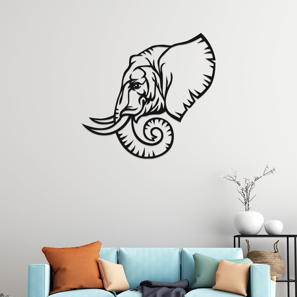 3D Look Elephant Face Wall Art