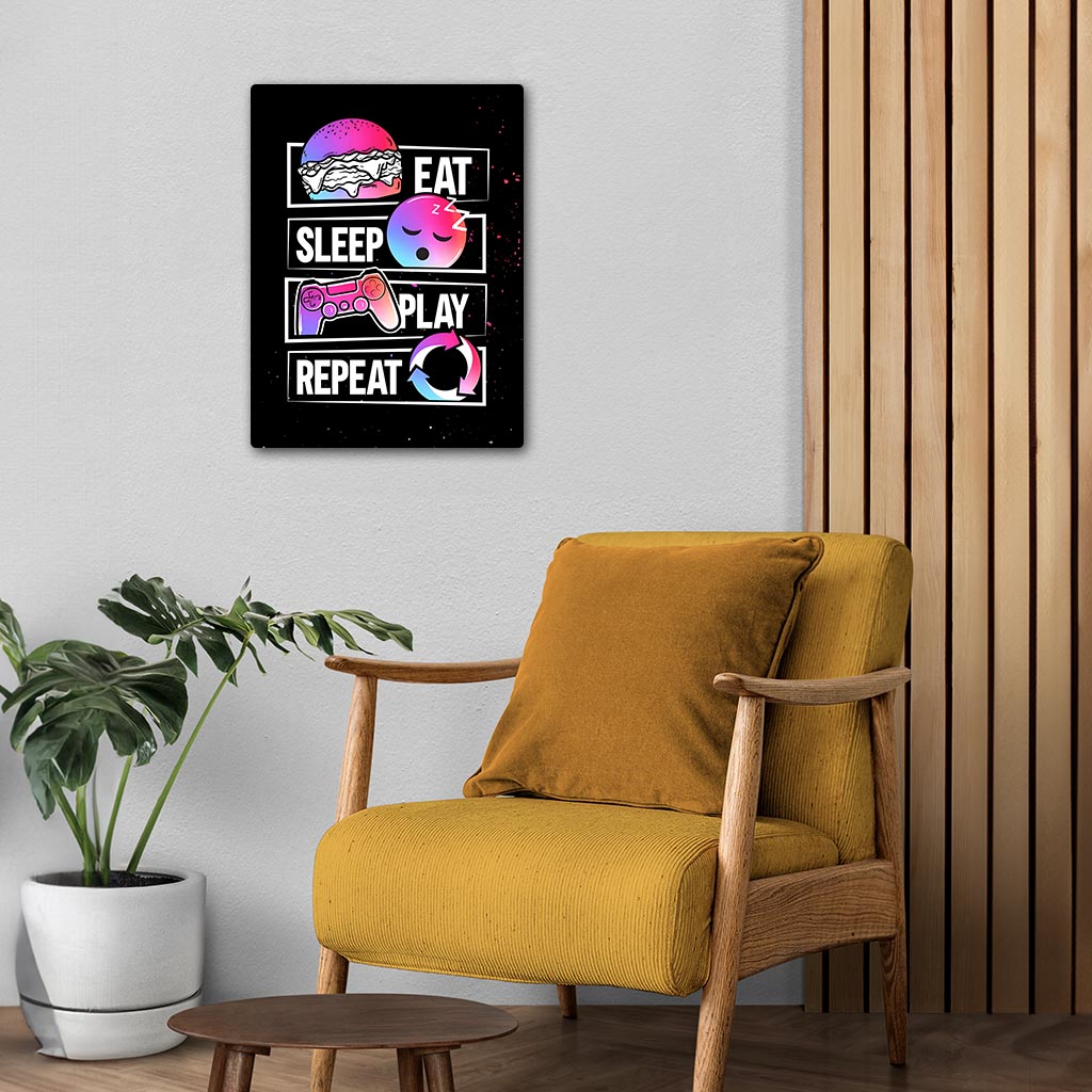 Eat Sleep Play Repeat Gaming Metal Poster