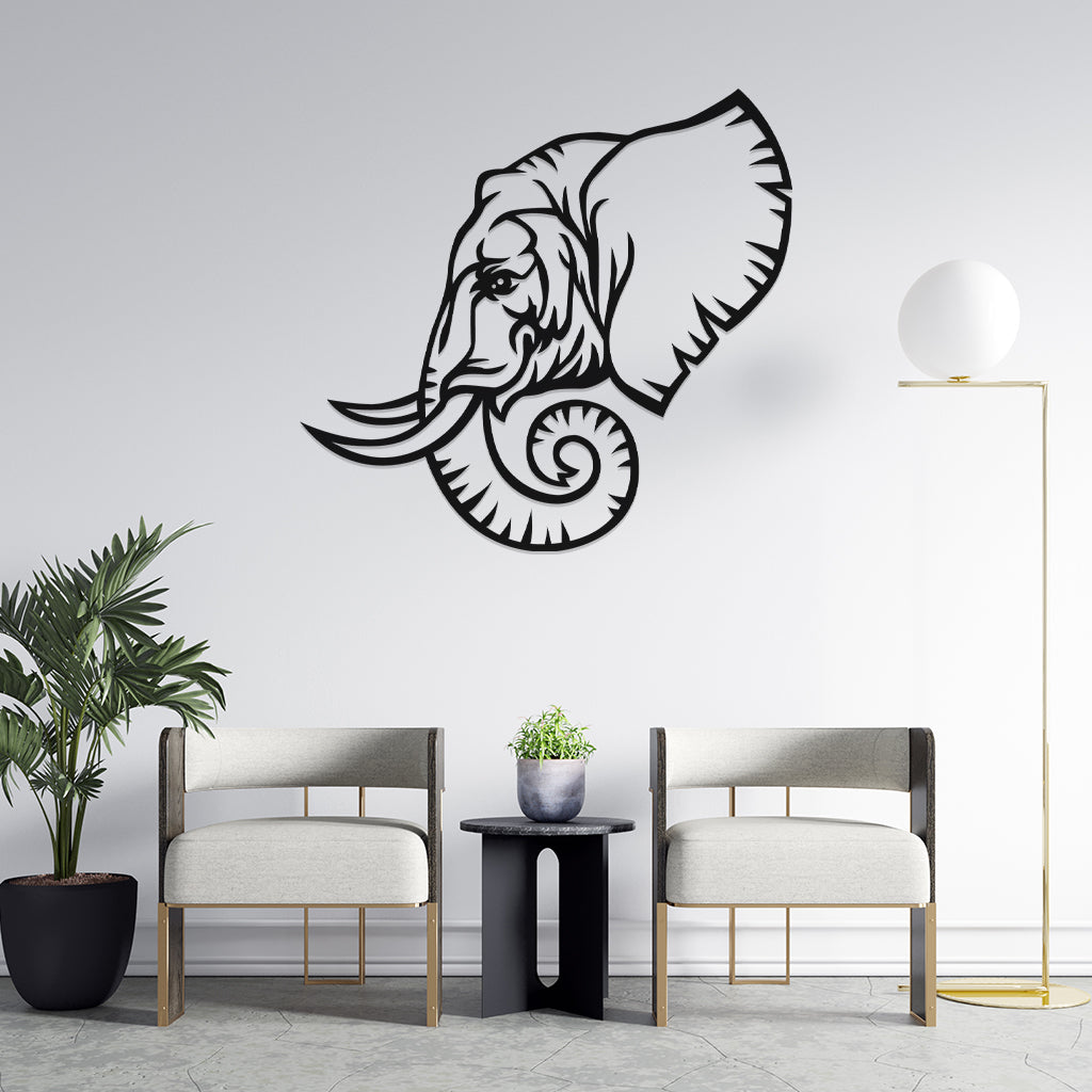 3D Look Elephant Face Wall Art