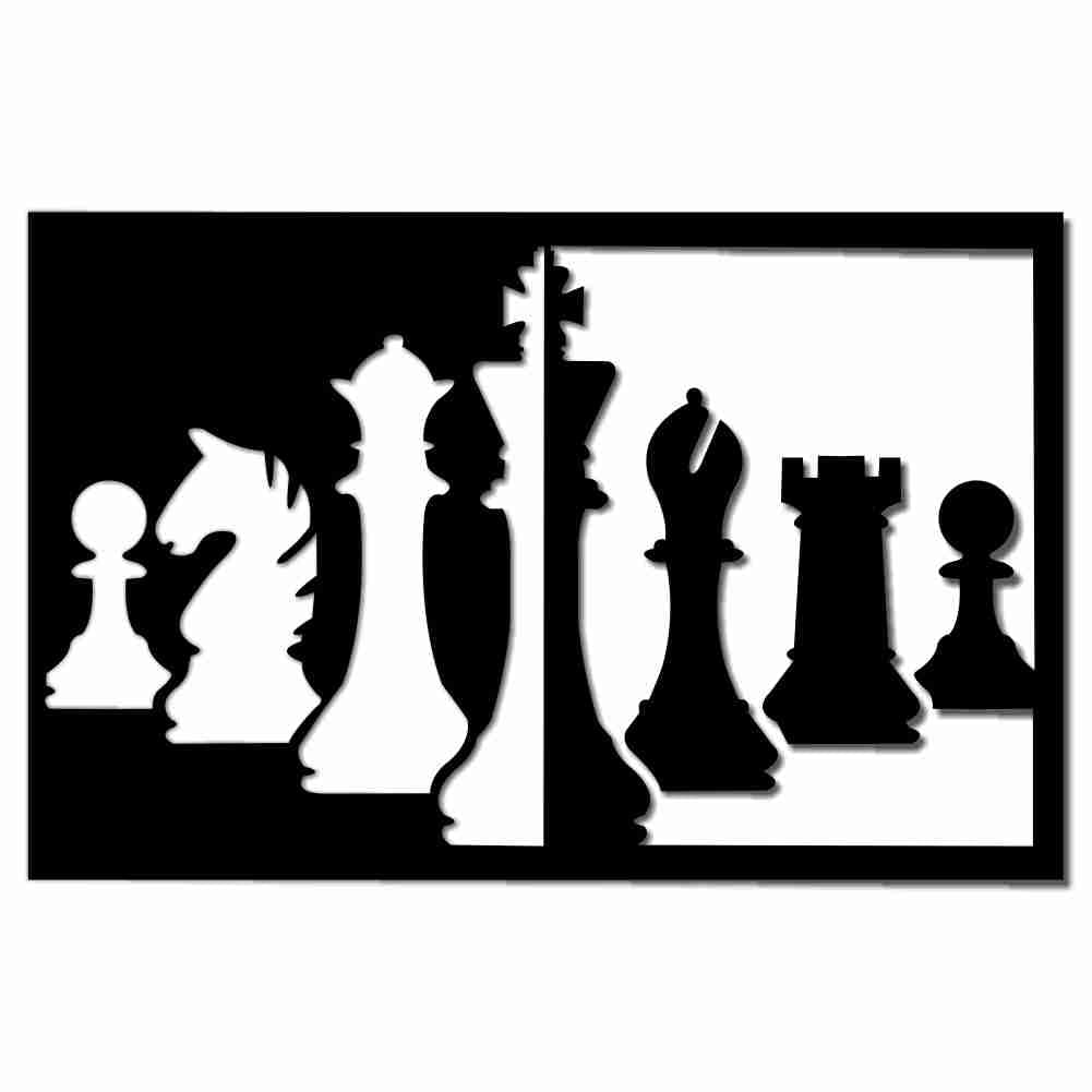 Black & White Chess Pieces Wall Frame