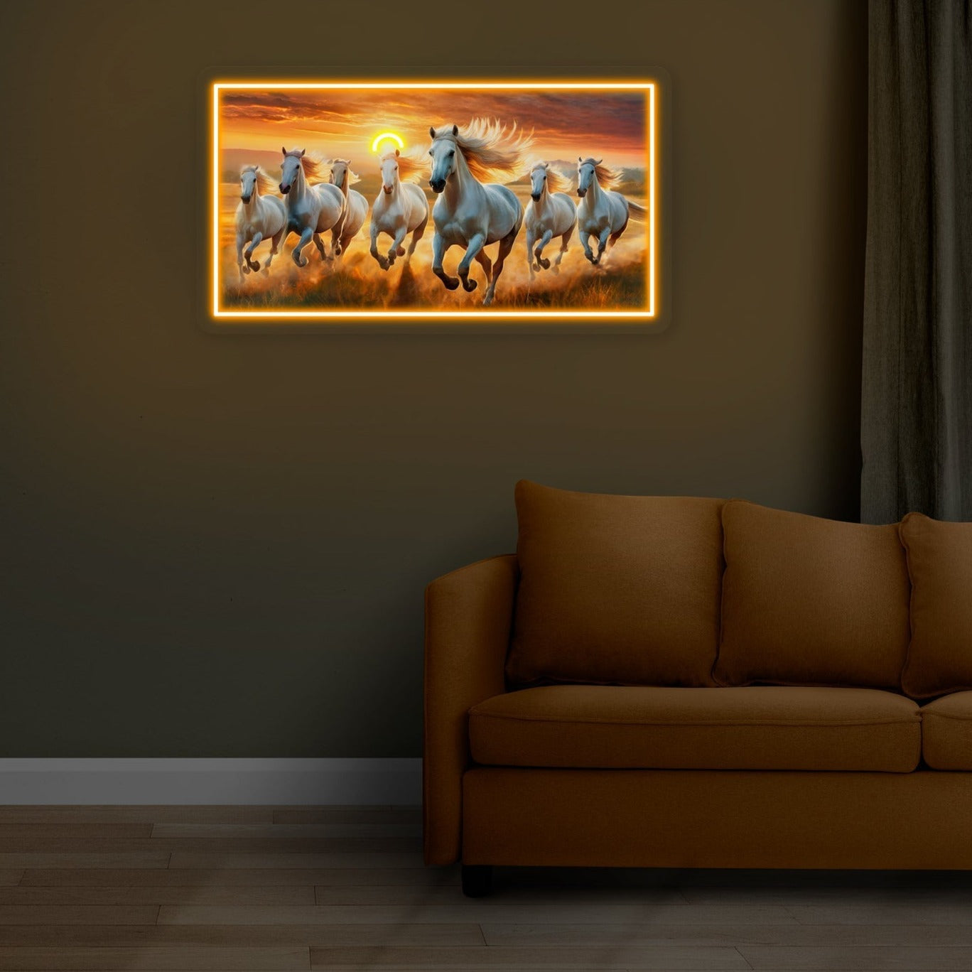 Seven Running Horse Neonsign Artwork