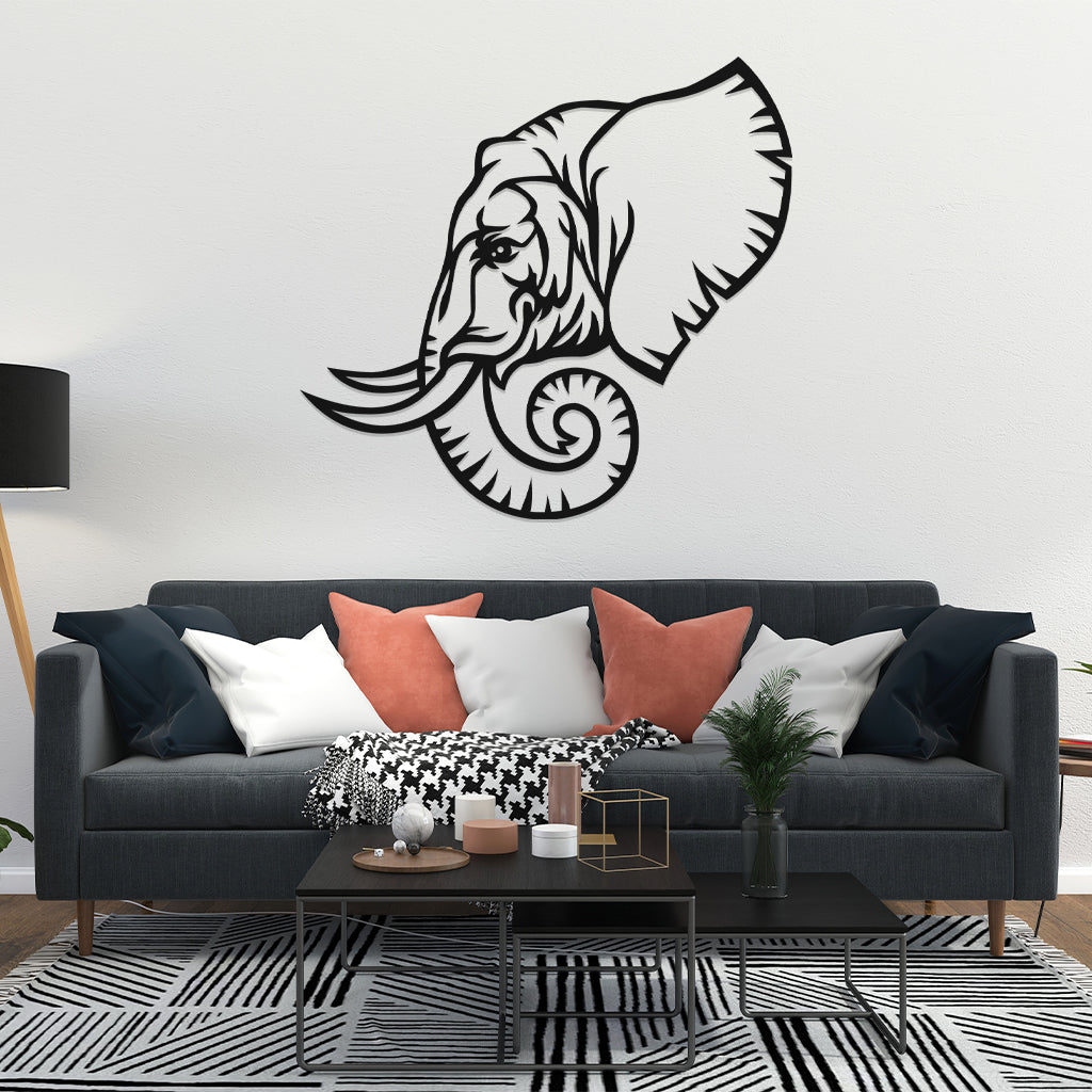 3D Look Elephant Face Wall Art