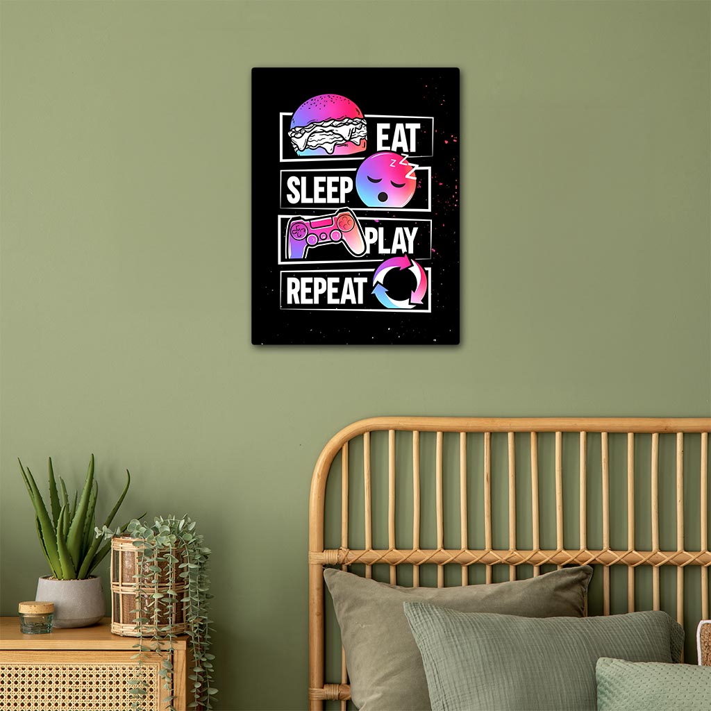 Eat Sleep Play Repeat Gaming Metal Poster