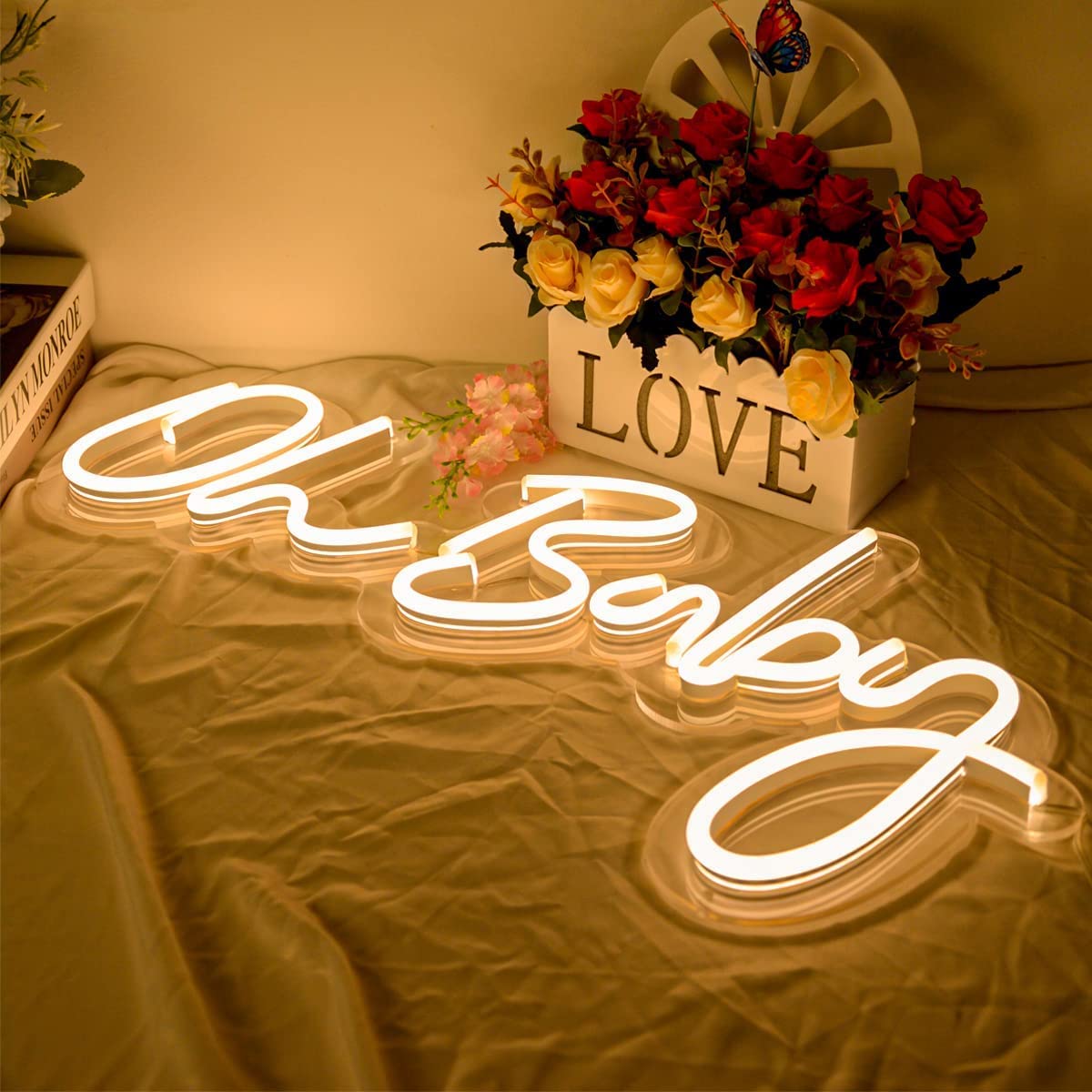 Warm White Oh Baby Neon Sign Baby Shower-neonzastudio