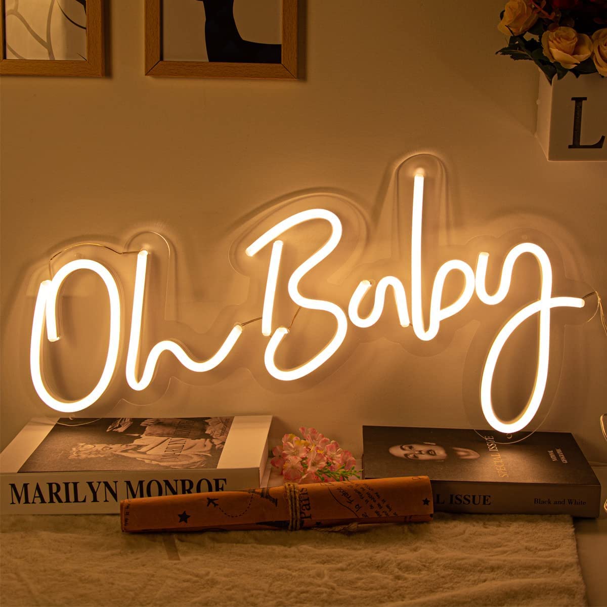 Warm White Oh Baby Neon Sign Baby Shower-neonzastudio