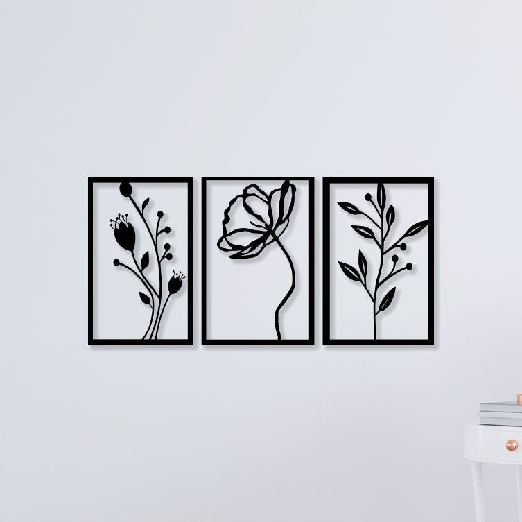 3 Piece Flower Set Wall Art