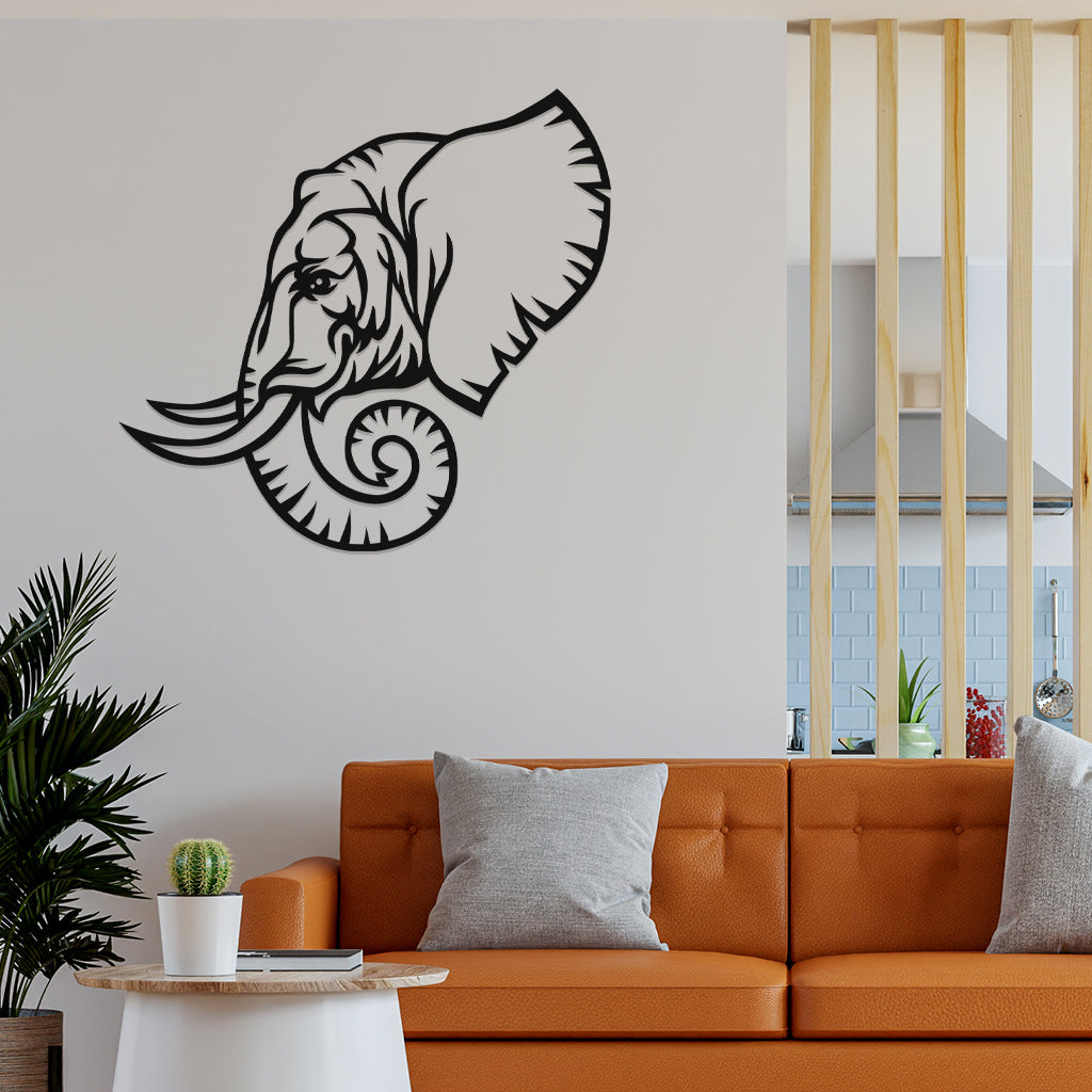 3D Look Elephant Face Wall Art