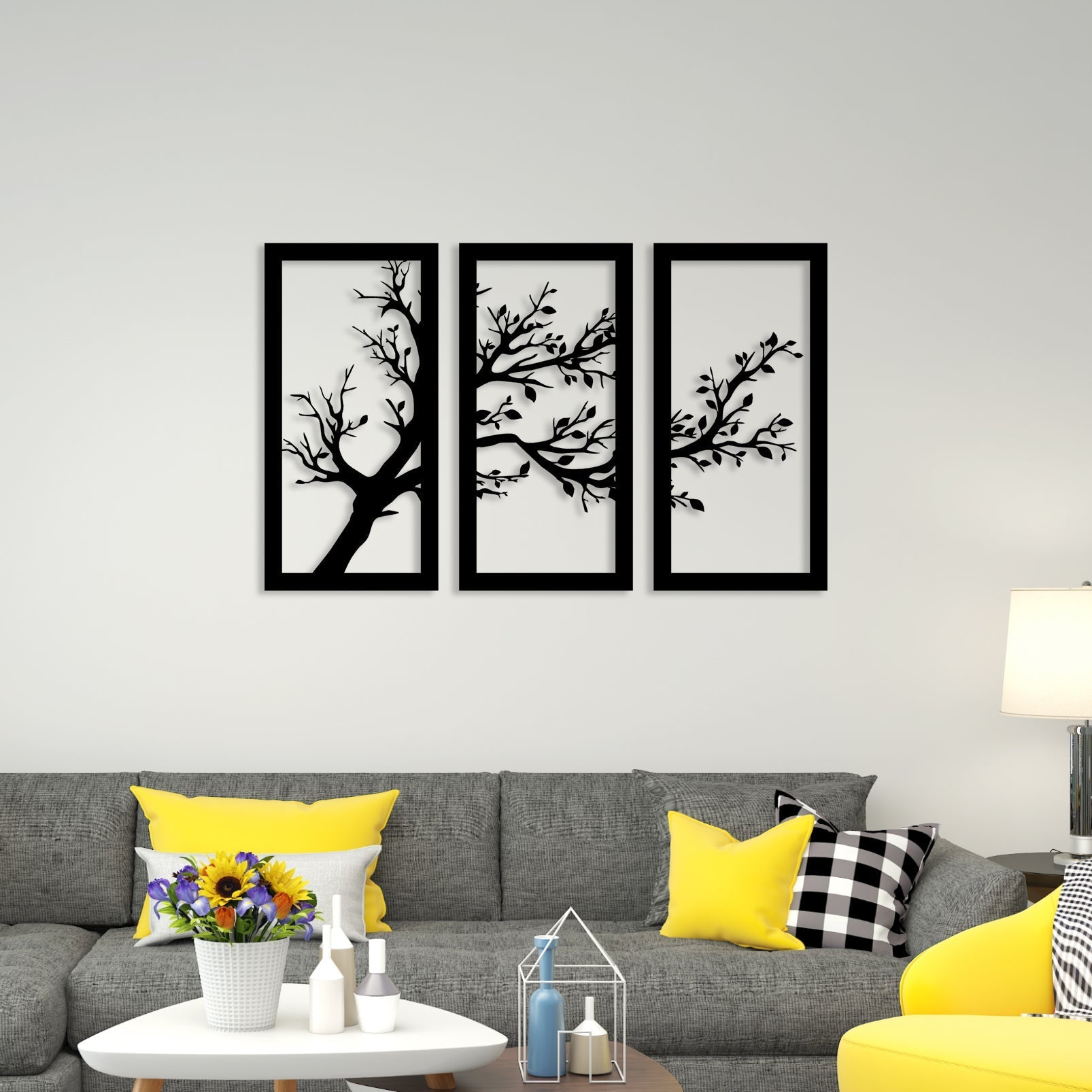 3 Piece Dried Tree Wall Art