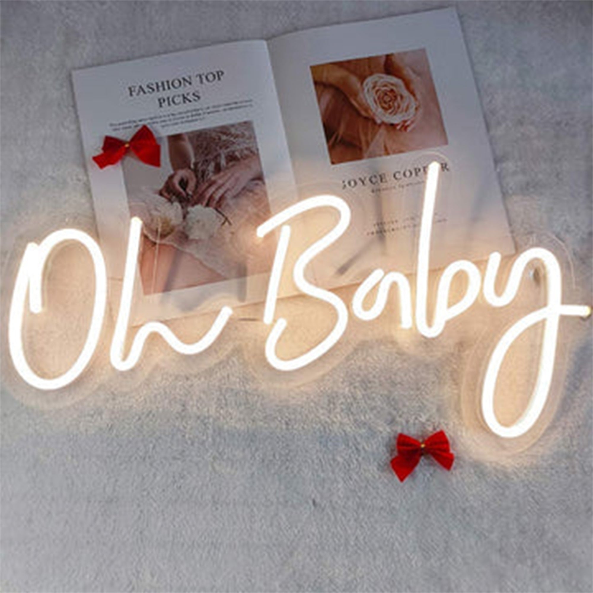 Warm White Oh Baby Neon Sign Baby Shower-neonzastudio