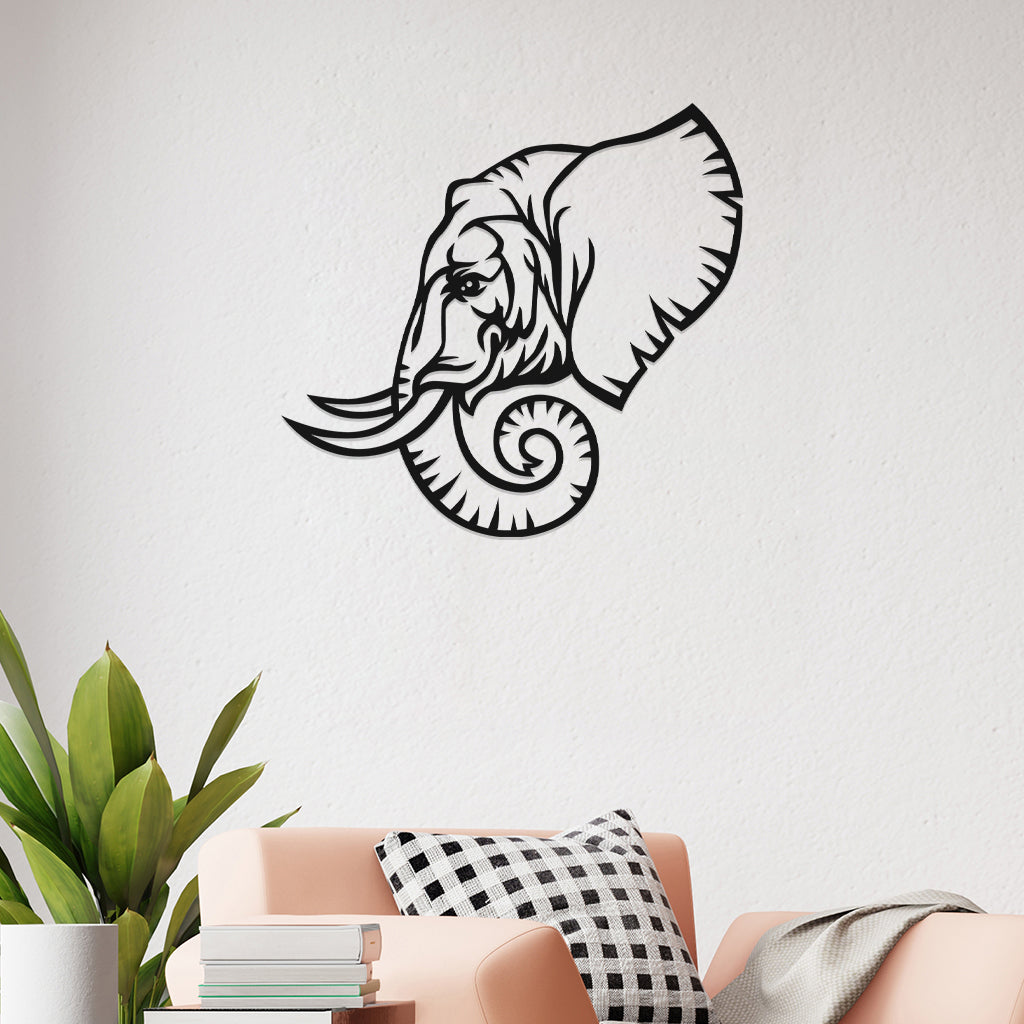 3D Look Elephant Face Wall Art