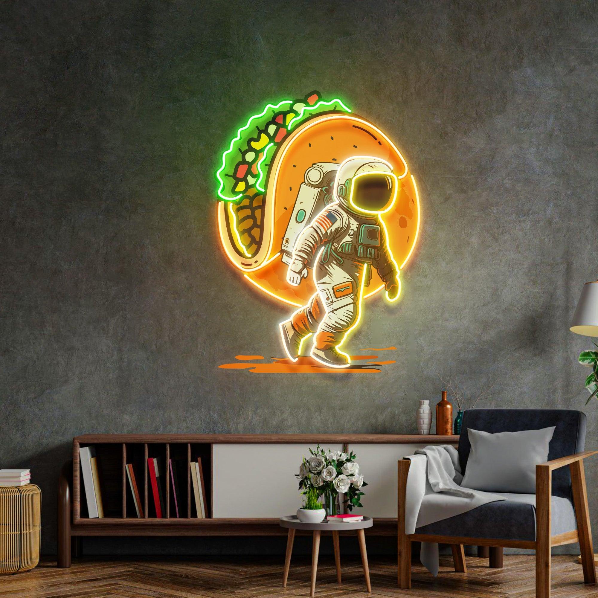 Astronaut Carrying Tacos Led Neon Acrylic Artwork