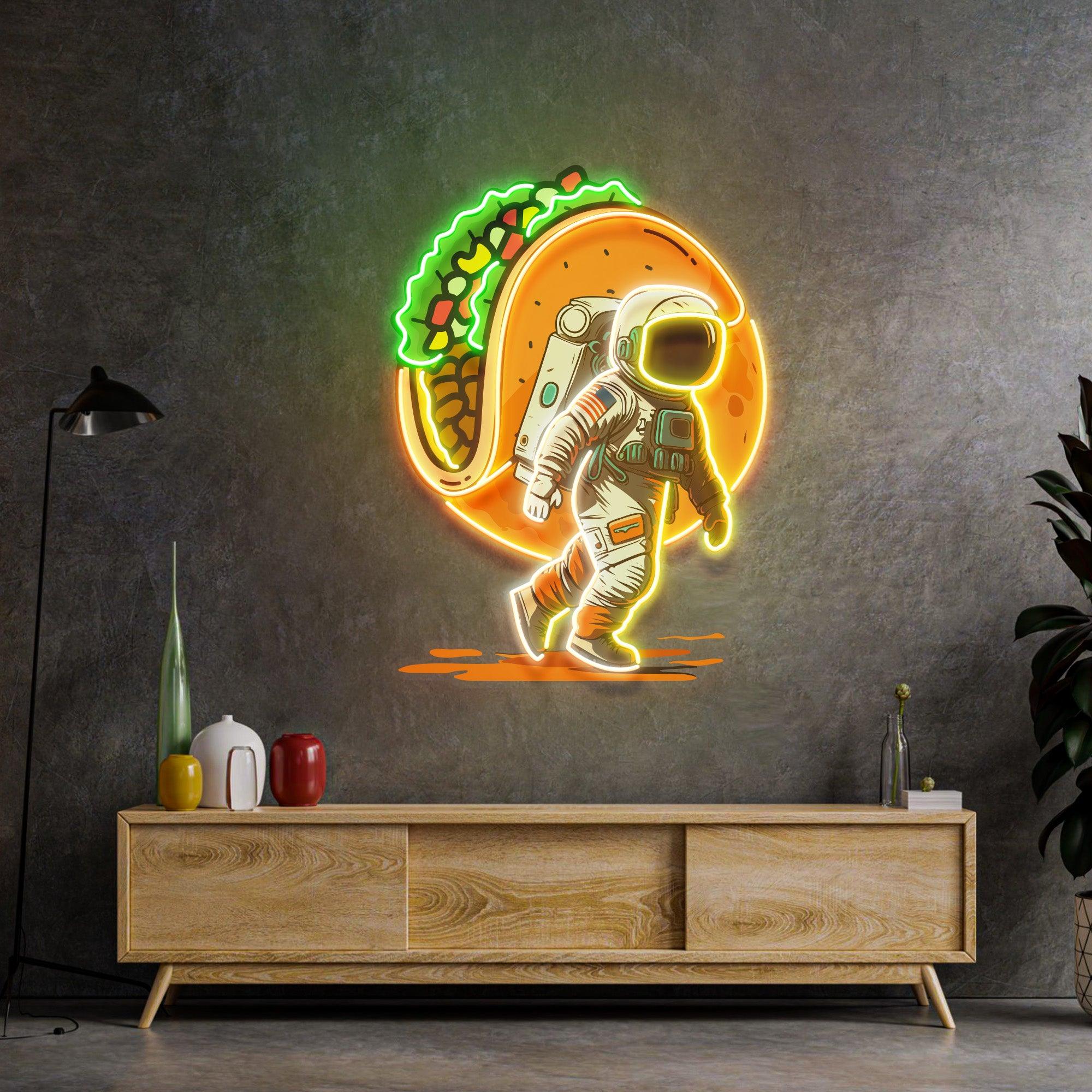 Astronaut Carrying Tacos Led Neon Acrylic Artwork