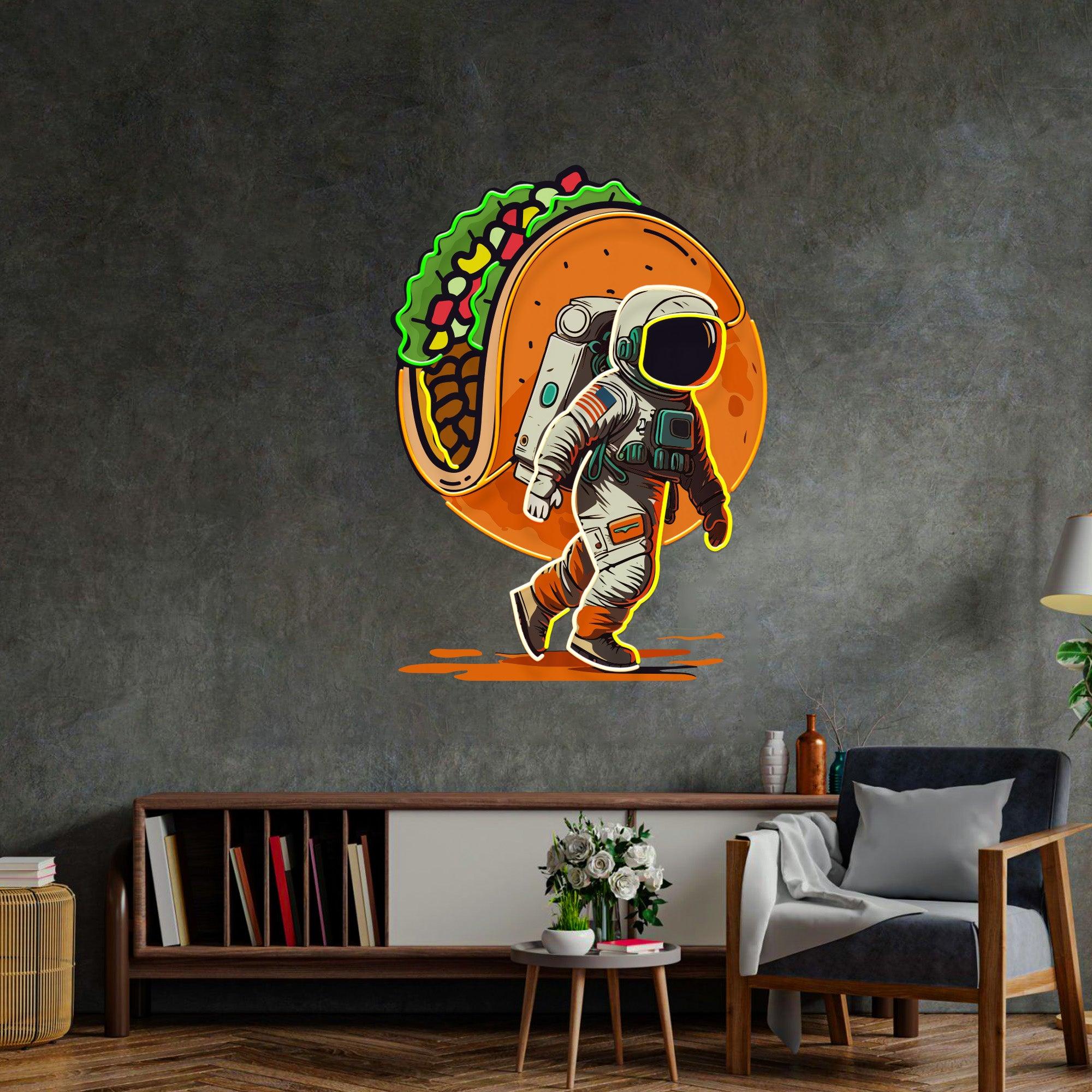 Astronaut Carrying Tacos Led Neon Acrylic Artwork