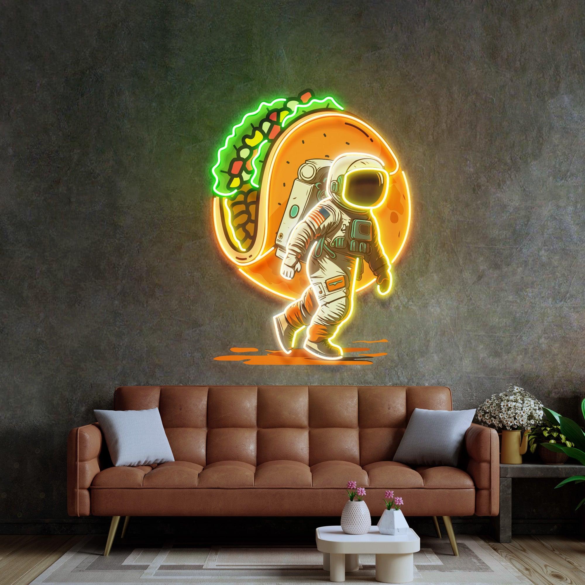 Astronaut Carrying Tacos Led Neon Acrylic Artwork