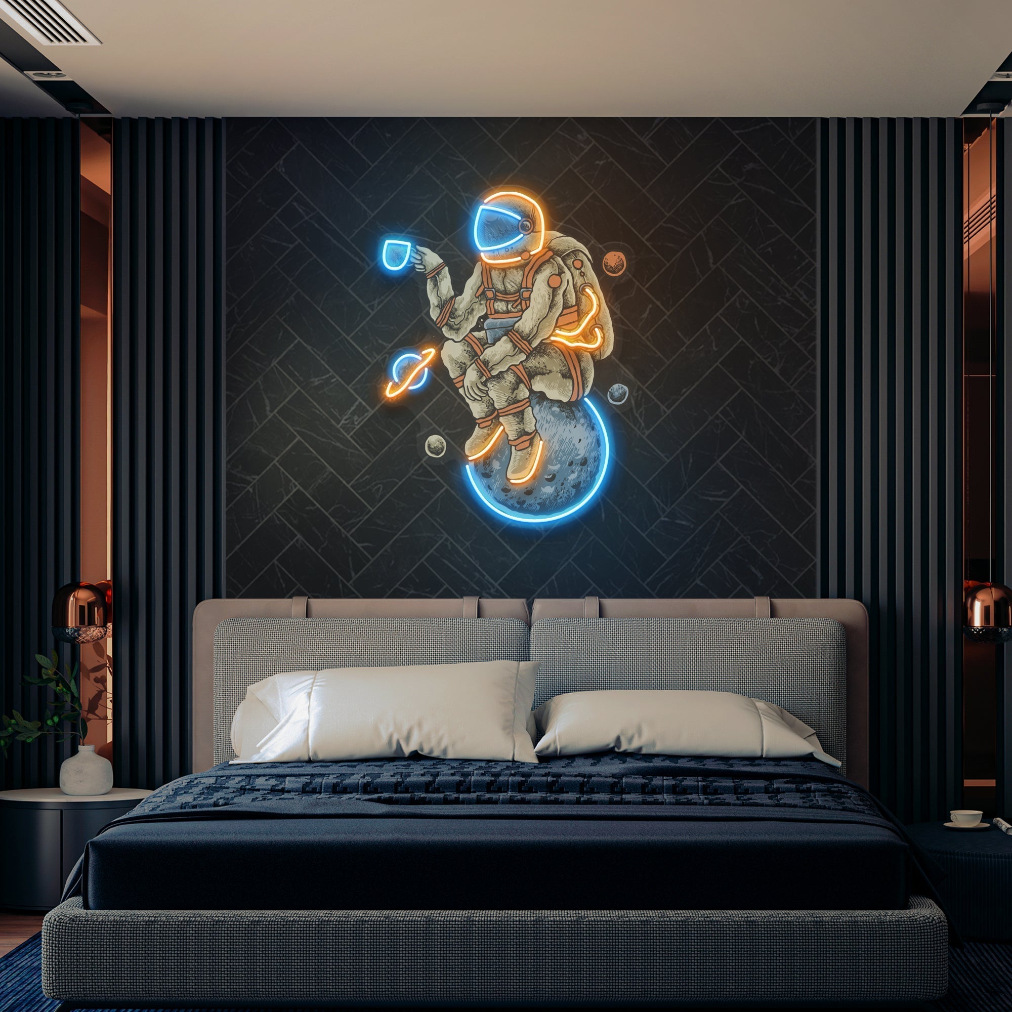 Astronaut Coffee Artwork Led Neon Sign Light