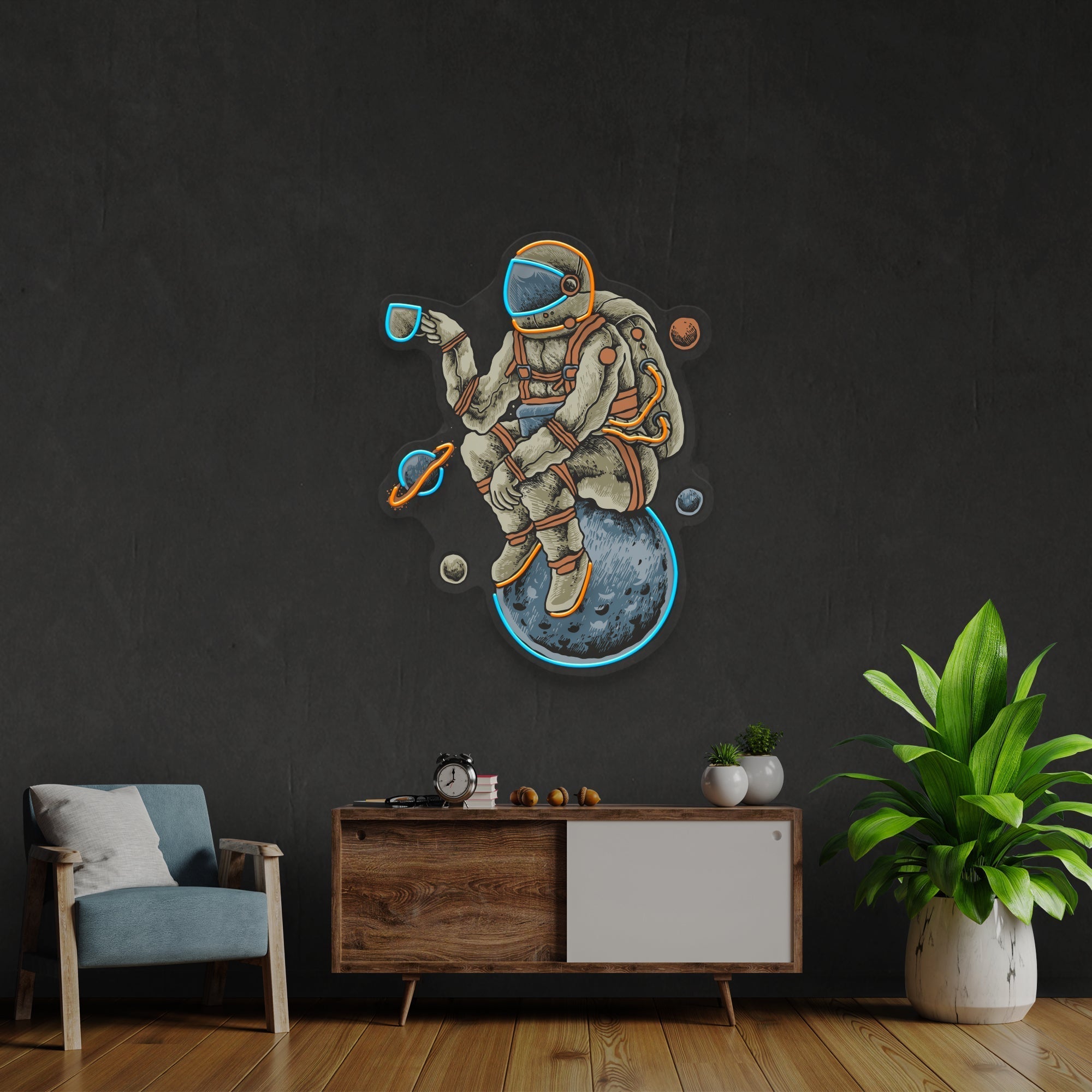 Astronaut Coffee Artwork Led Neon Sign Light