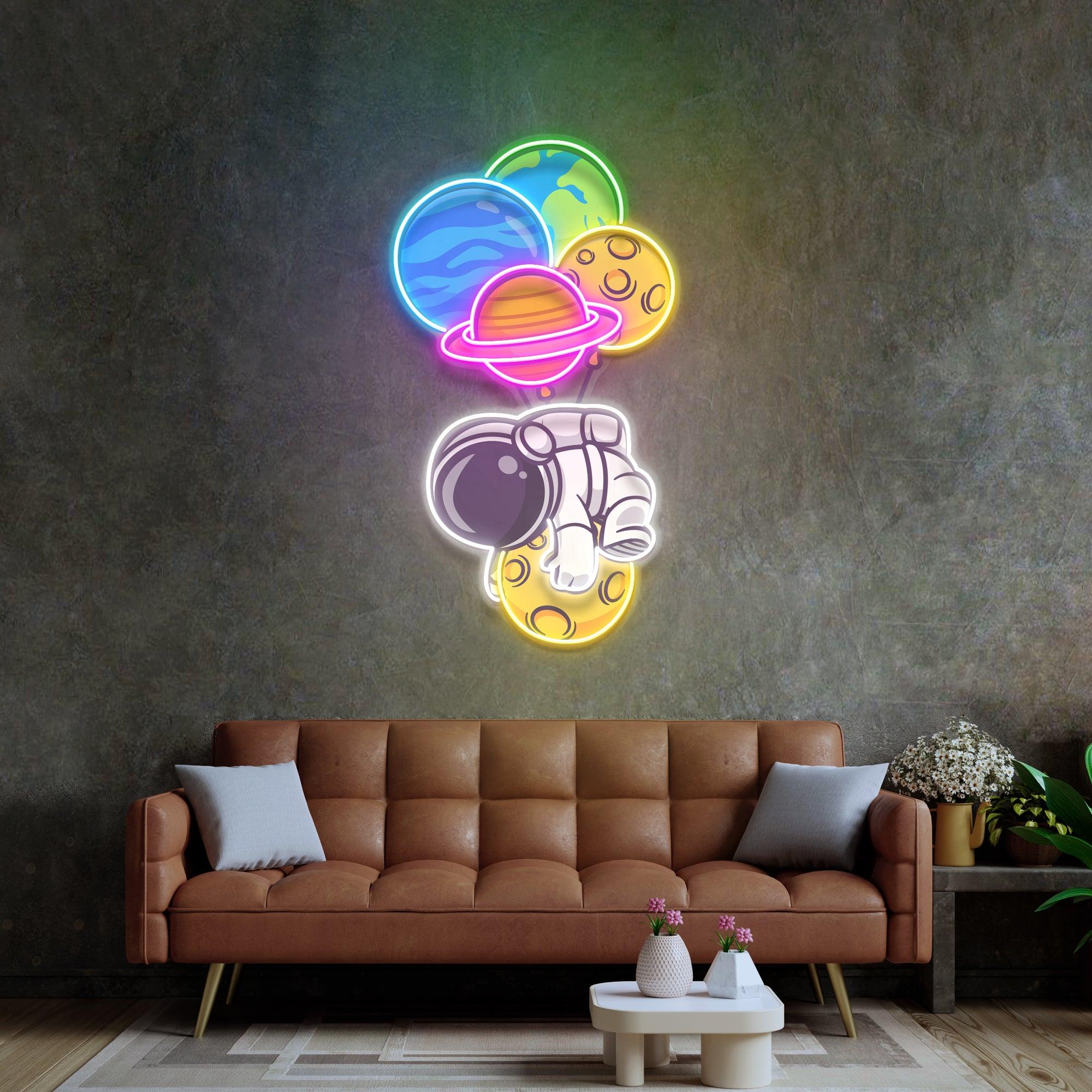 Astronaut Hugging Planet Led Neon Acrylic Artwork