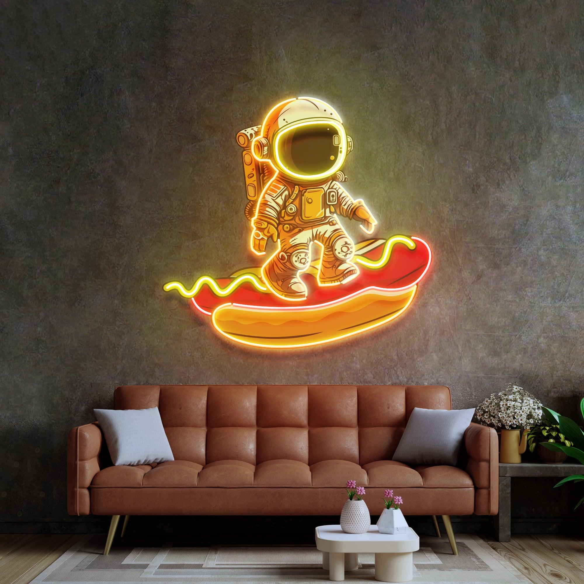 Astronaut on Hotdog Led Neon Acrylic Artwork