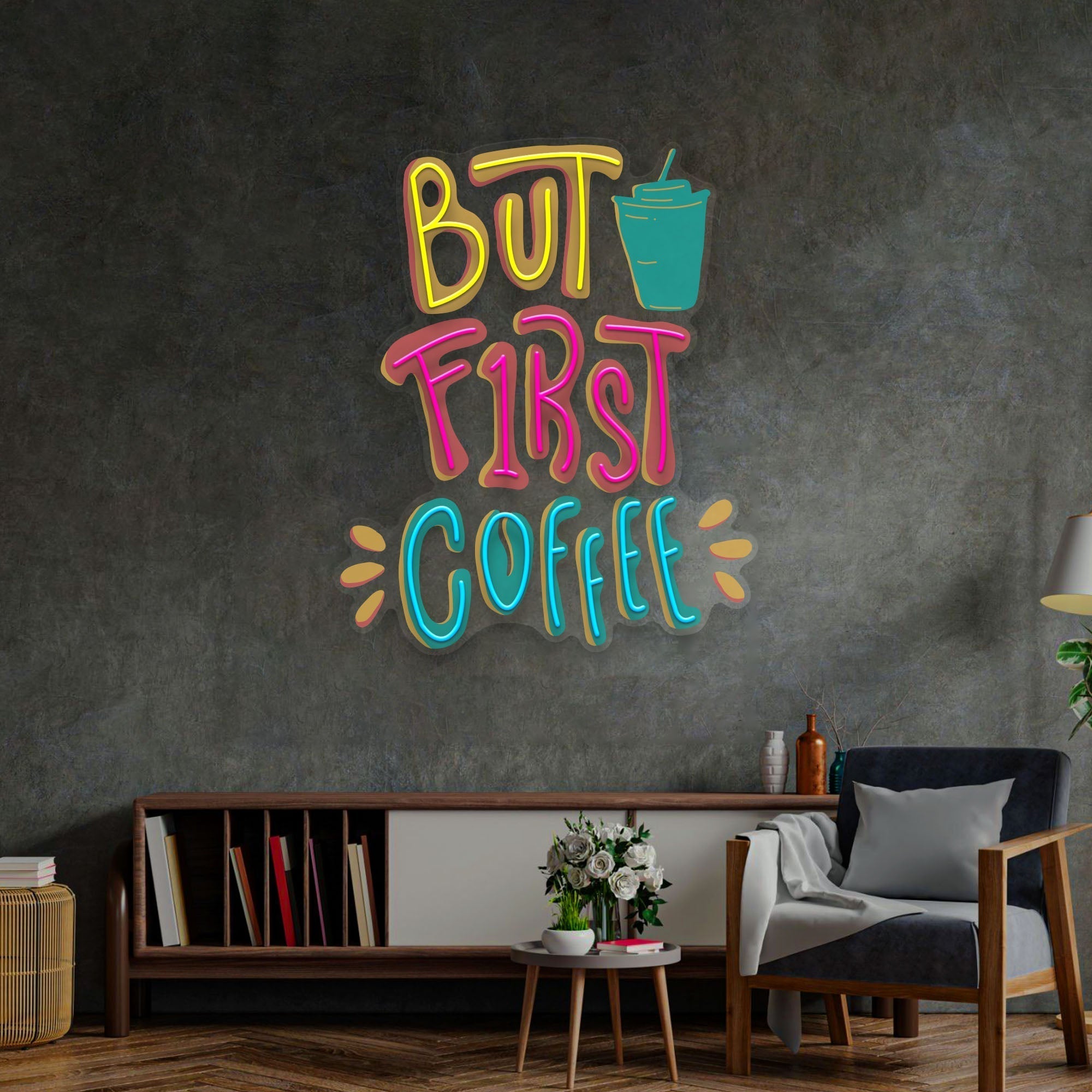 But First Coffee LED Neon Sign Light Pop Art