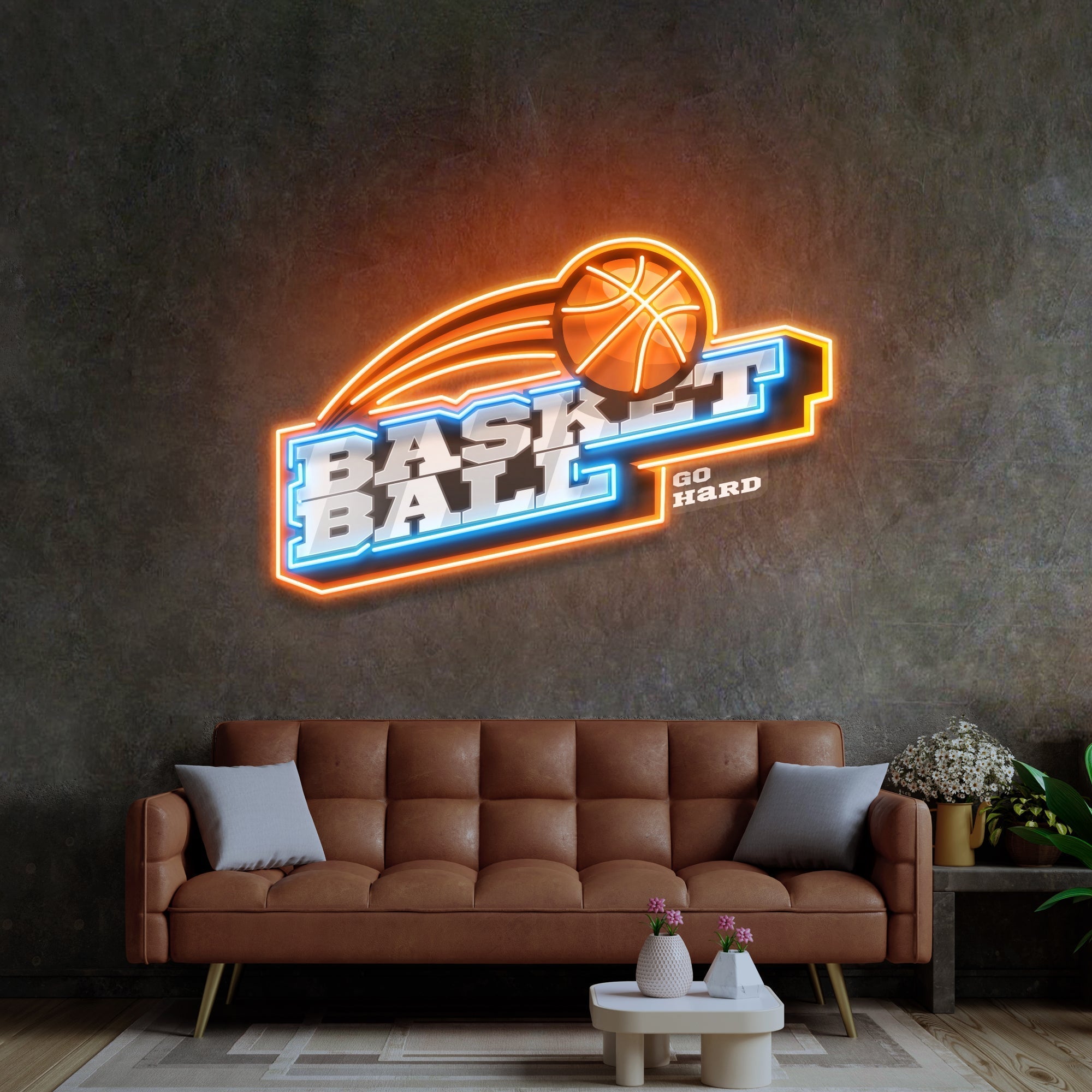 Basketball Go Hard LED Neon Sign Light Pop Art