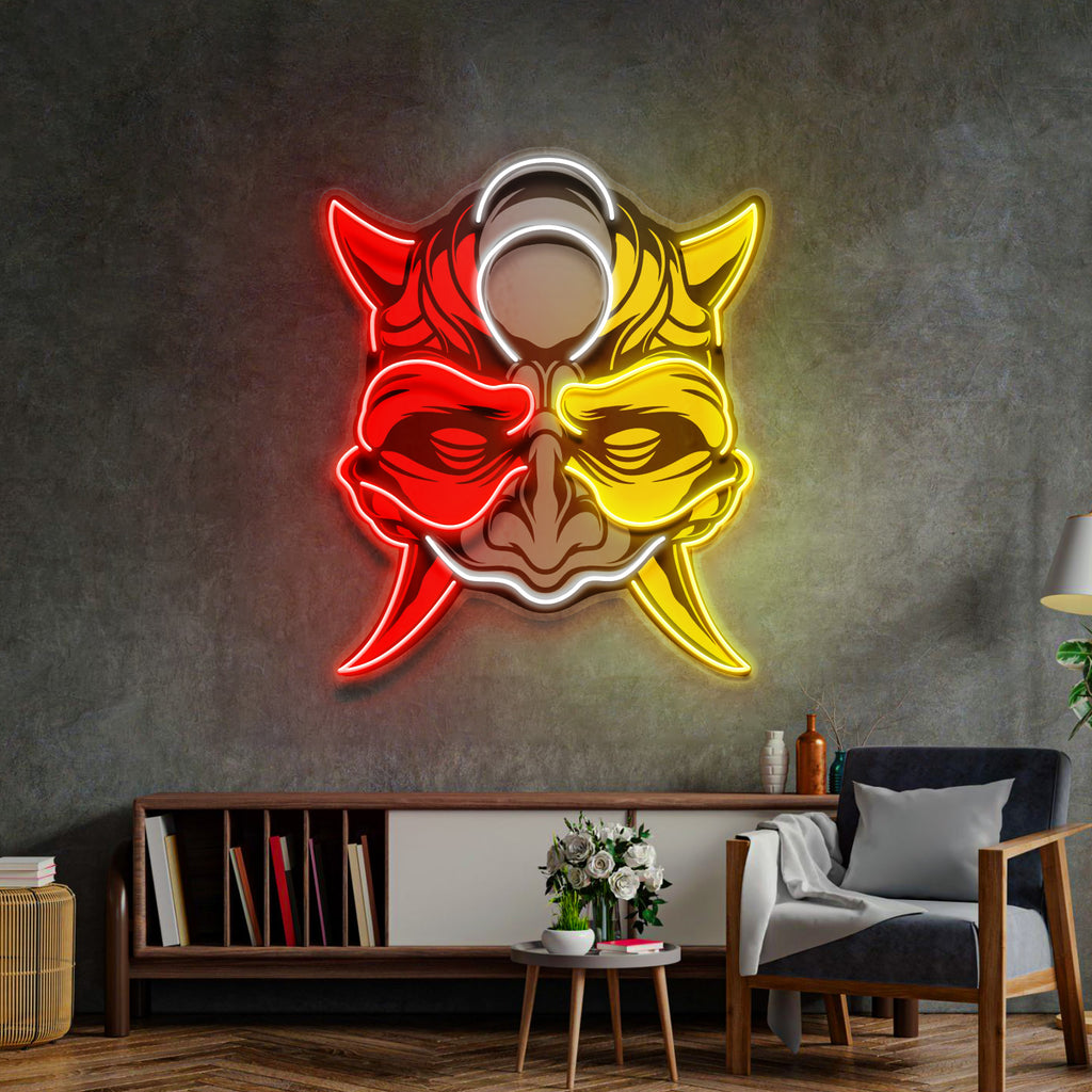 Black Devil Mask LED Neon Sign Light Pop Art