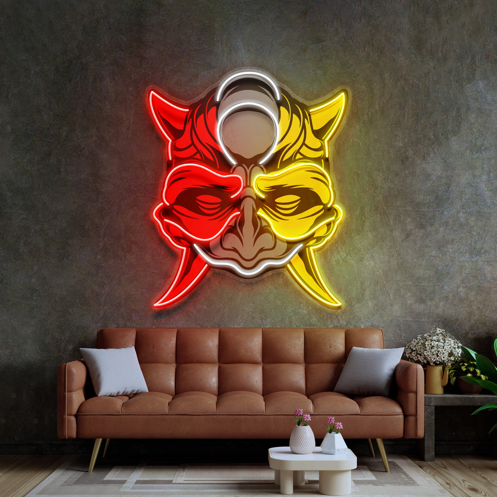 Black Devil Mask LED Neon Sign Light Pop Art