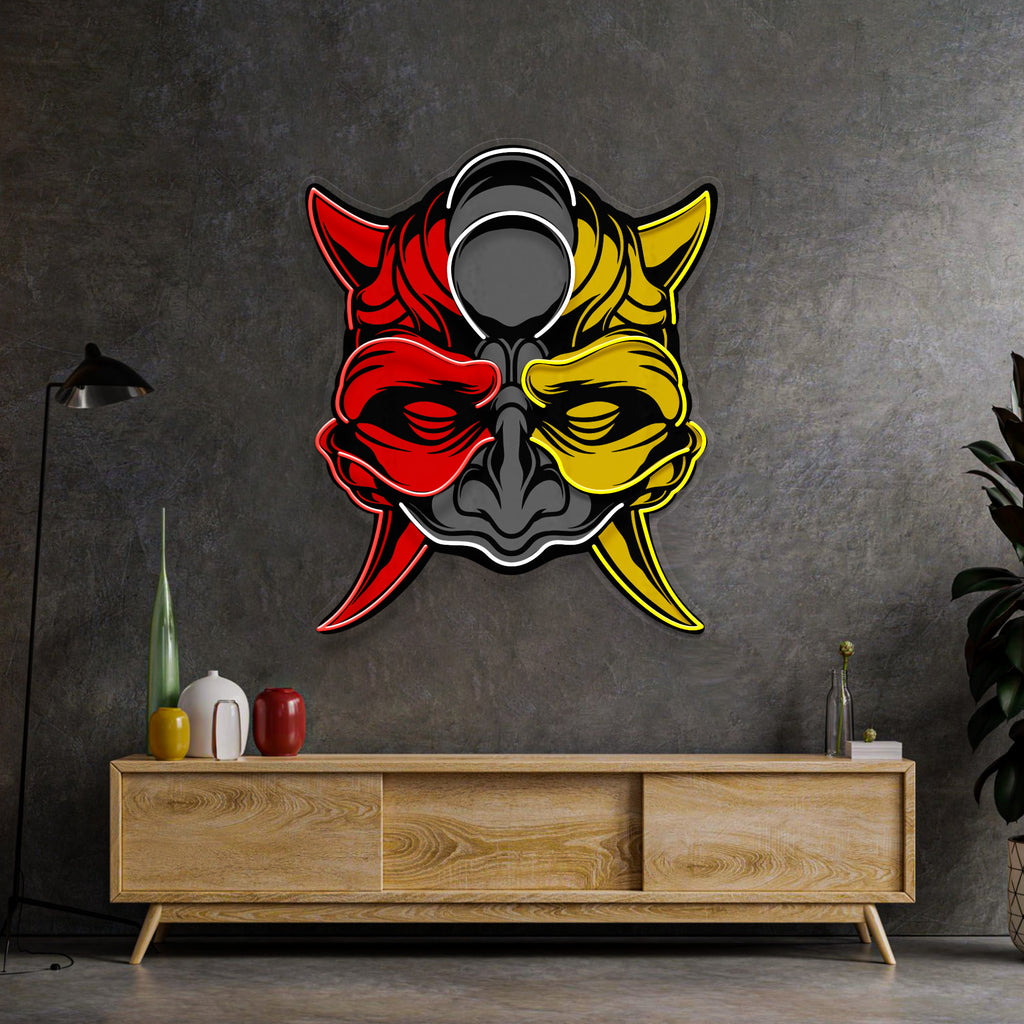 Black Devil Mask LED Neon Sign Light Pop Art