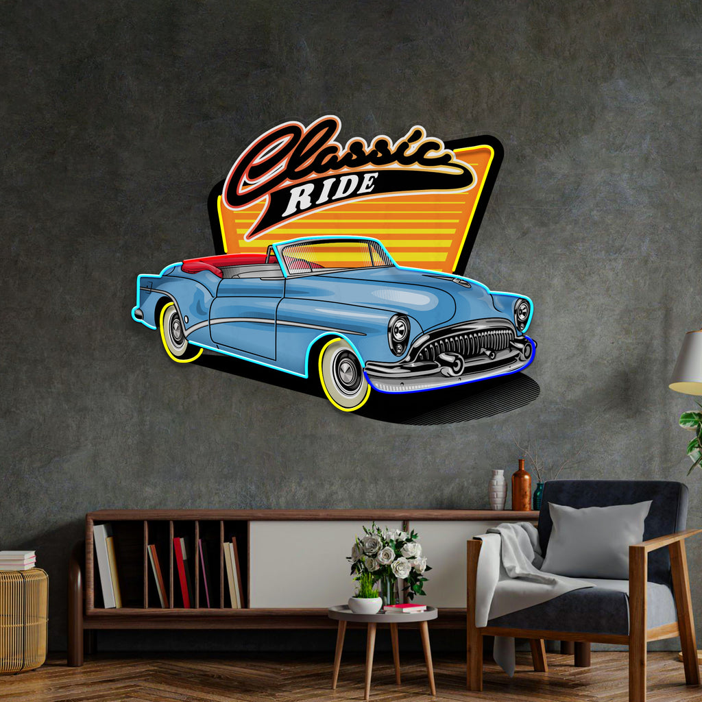 Blue Classic Car LED Neon Sign Light Pop Art