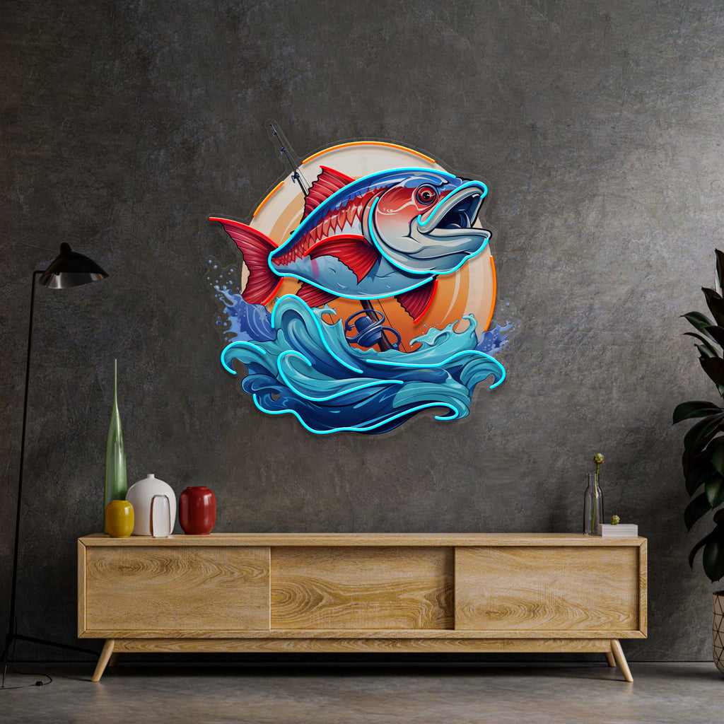 Blue Sea Fish LED Neon Sign Light Pop Art