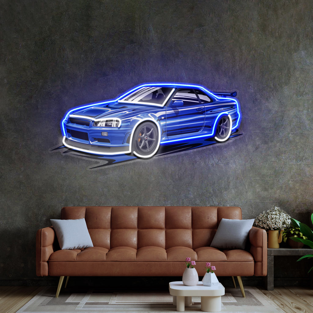 Blue Sport Car LED Neon Sign Light Pop Art