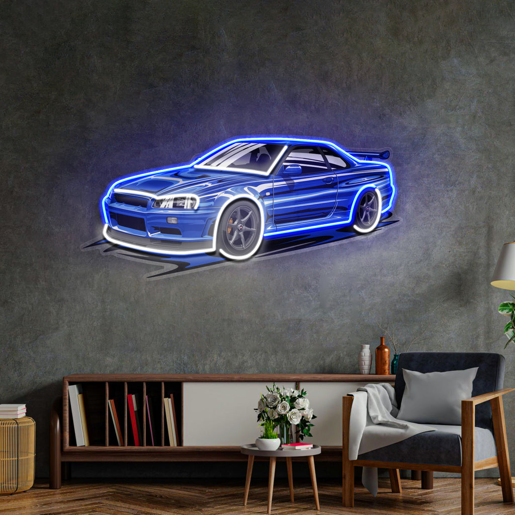 Blue Sport Car LED Neon Sign Light Pop Art