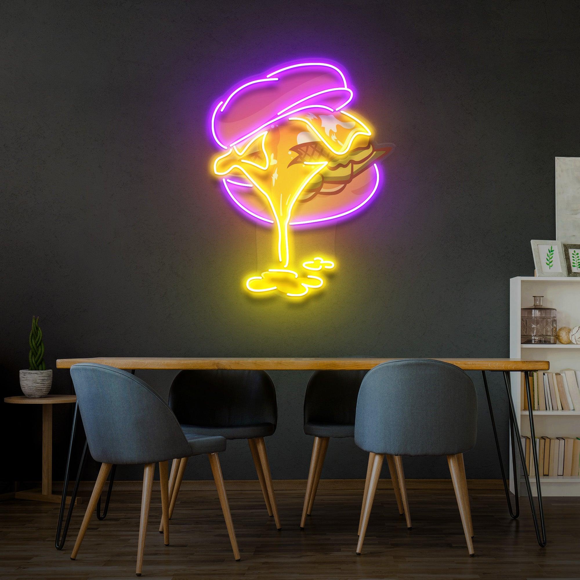 Burger Led Neon Sign - Acrylic Artwork