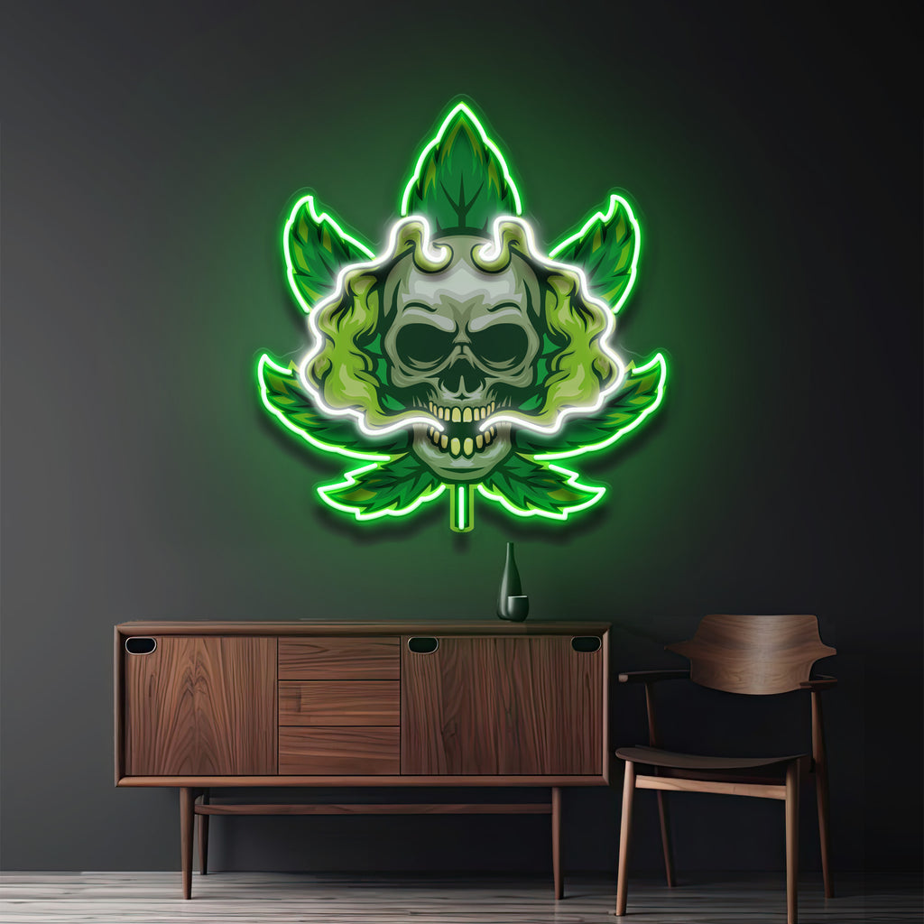 Cannabis Skull LED Neon Sign Light Pop Art