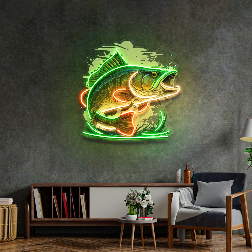 Cartoon Big Sea Bass LED Neon Sign Light Pop Art