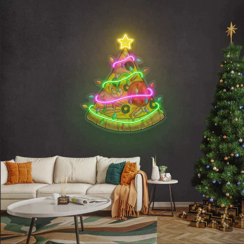 Christmas Pizza Tree Led Neon Sign Light