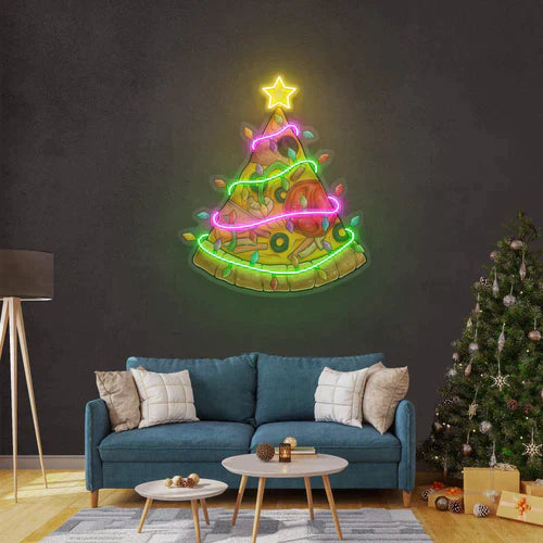 Christmas Pizza Tree Led Neon Sign Light