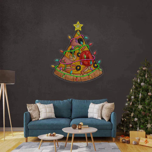 Christmas Pizza Tree Led Neon Sign Light