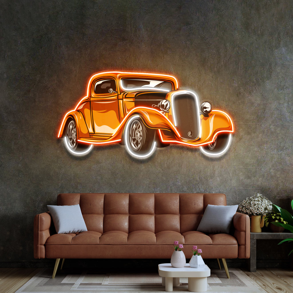 Classic Car On Colid Color LED Neon Sign Light Pop Art