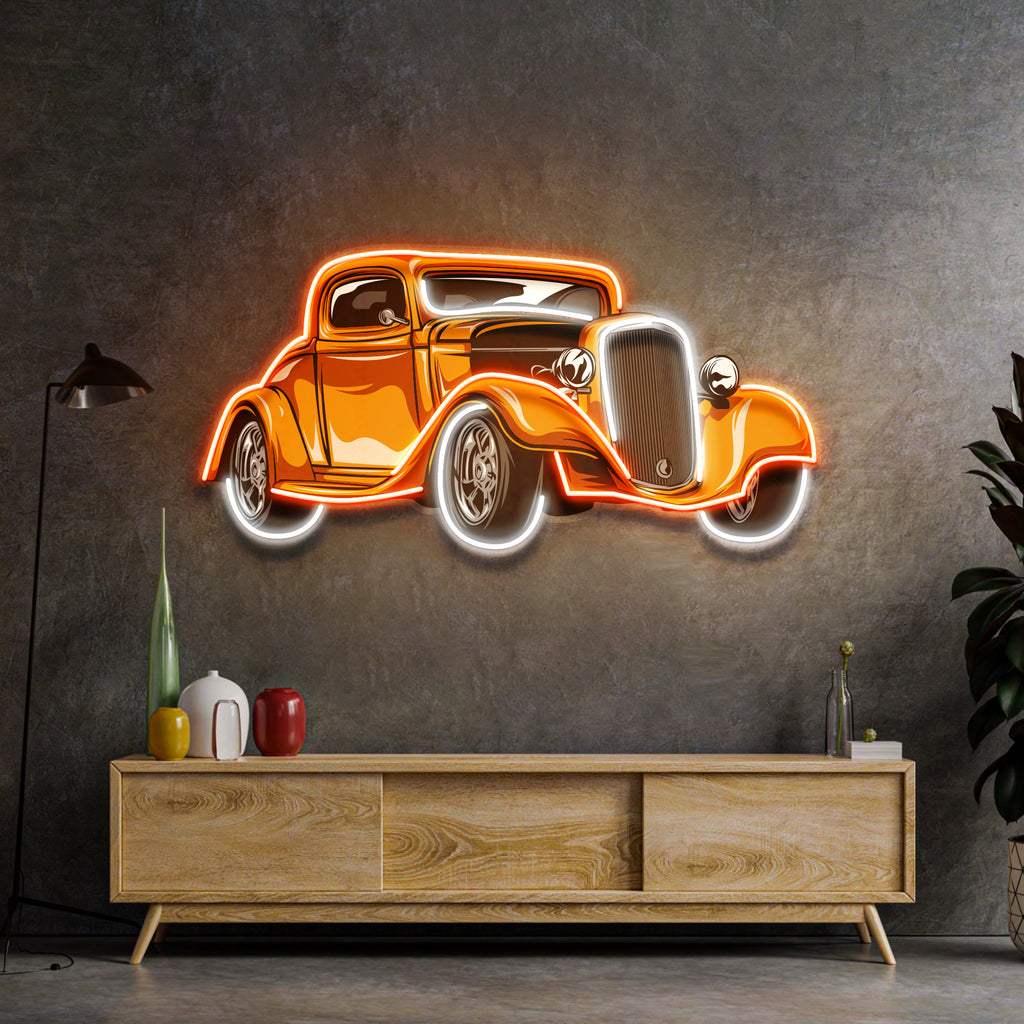 Classic Car On Colid Color LED Neon Sign Light Pop Art