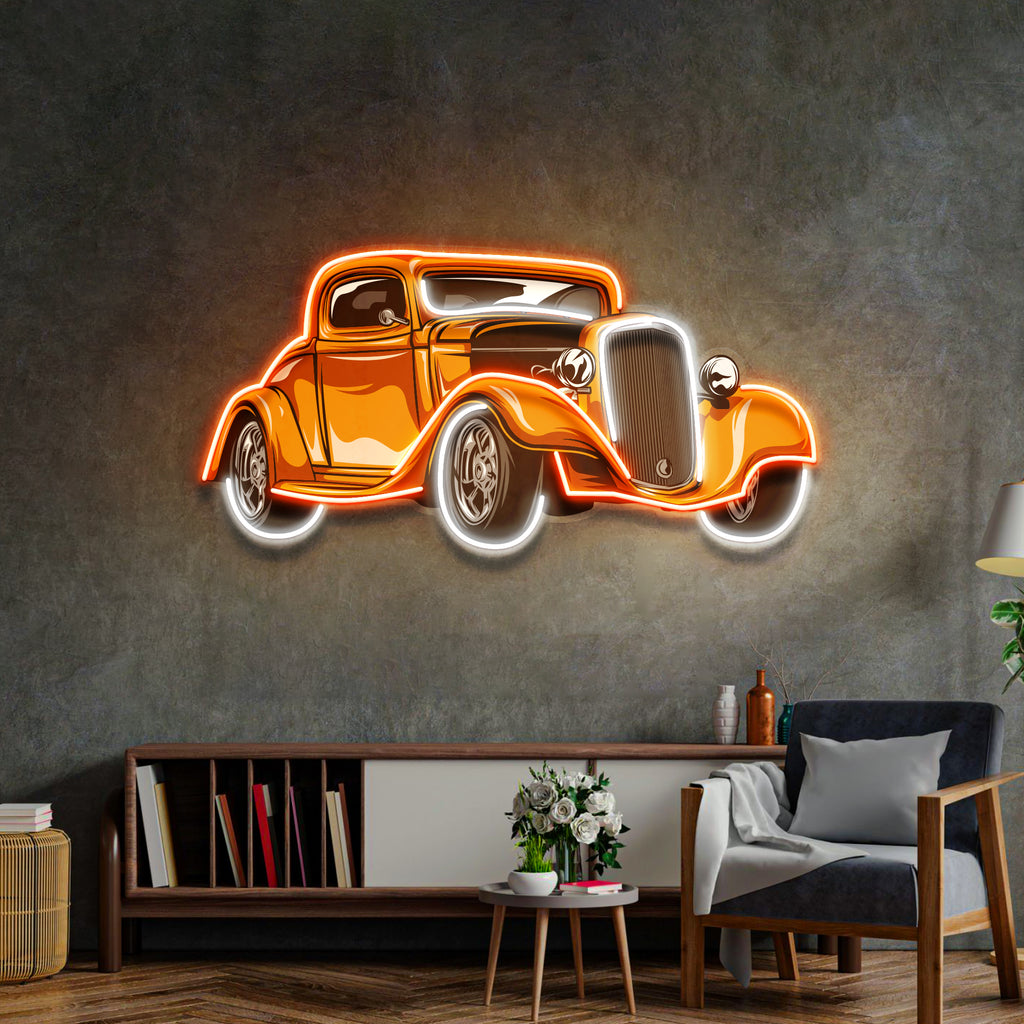 Classic Car On Colid Color LED Neon Sign Light Pop Art