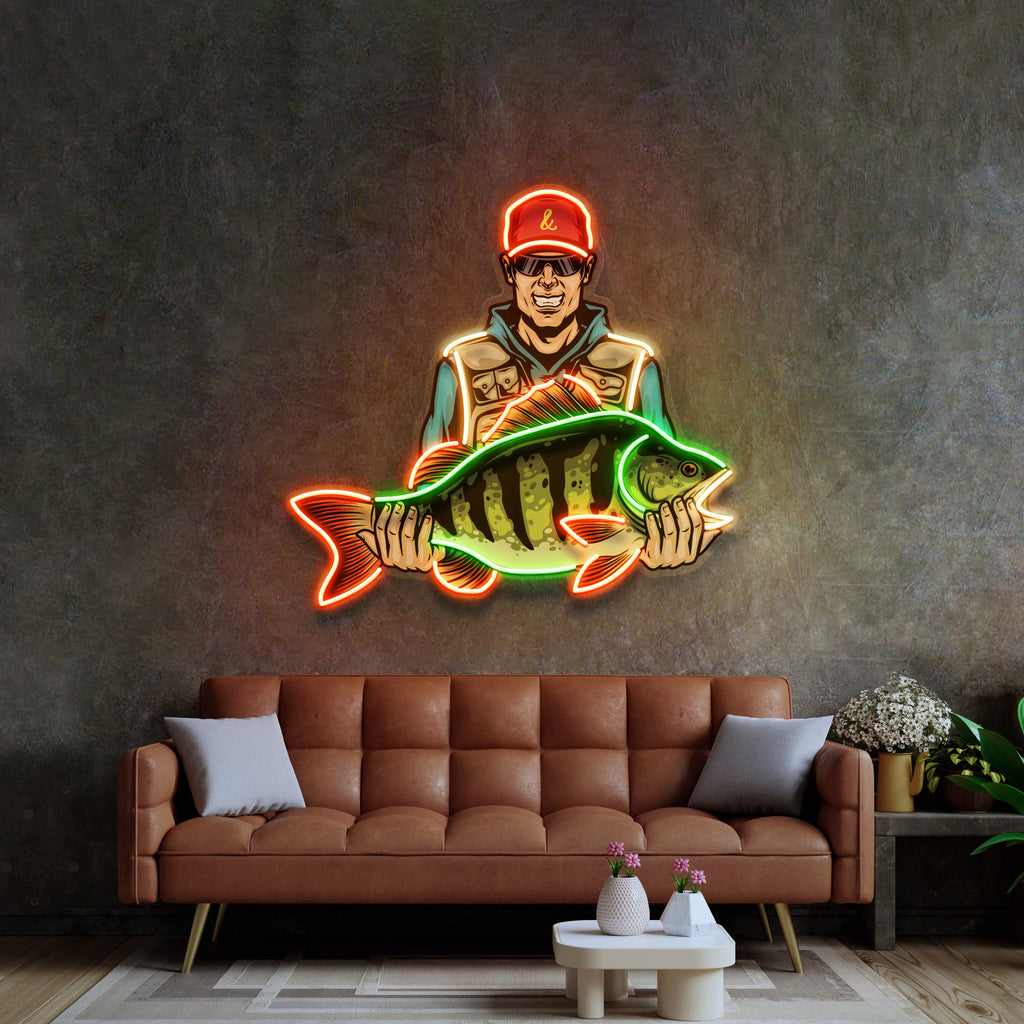 Colorful Fishing LED Neon Sign Light Pop Art