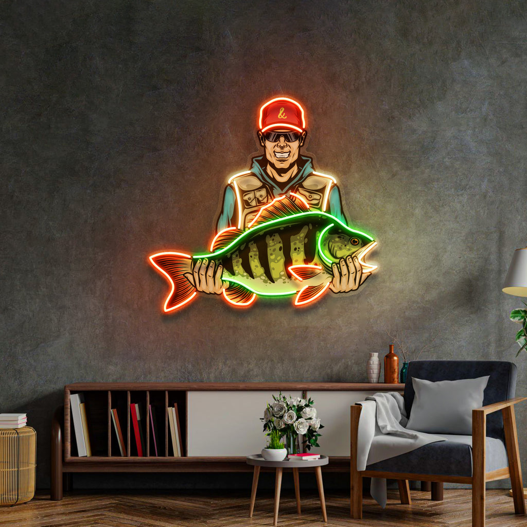 Colorful Fishing LED Neon Sign Light Pop Art