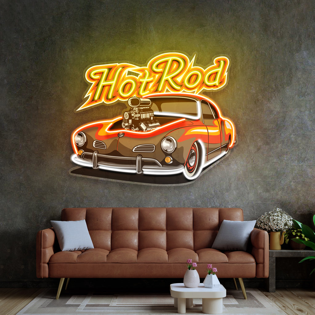 Fabolous Flamming Hotrod Car LED Neon Sign Light Pop Art