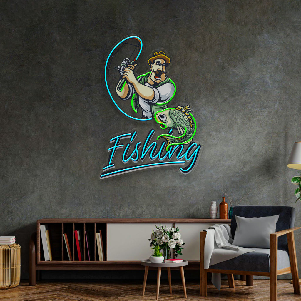 Ferocious Fisherman LED Neon Sign Light Pop Art