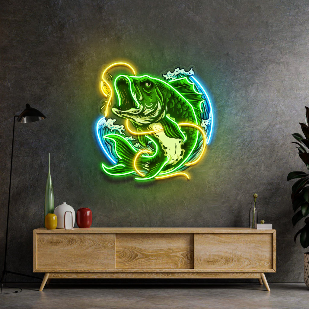 Fish Bite The Bait LED Neon Sign Light Pop Art